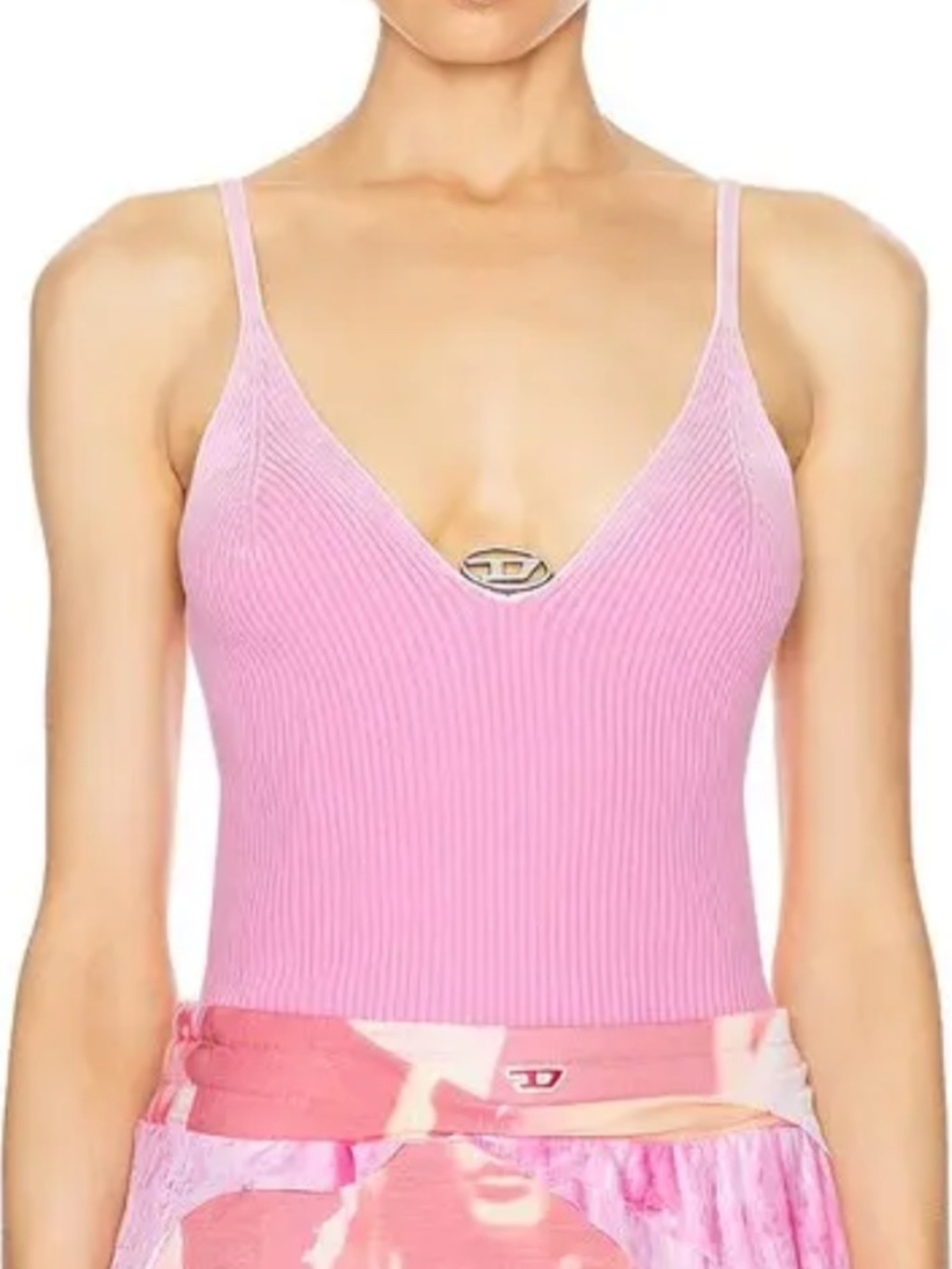Diesel Pink Ribbed Sleeveless Tank Top